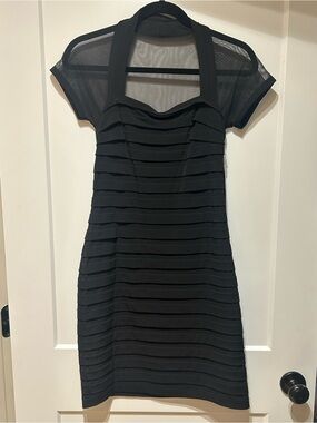 Black Layered Mesh Sleeve Dress